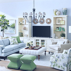 Lottie Gray Floral Upholstery Fabric | Ballard designs living room, Blue  and green living room, Living room green